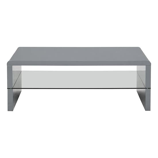 Monza High Gloss Coffee Table In Grey With Glass Undershelf