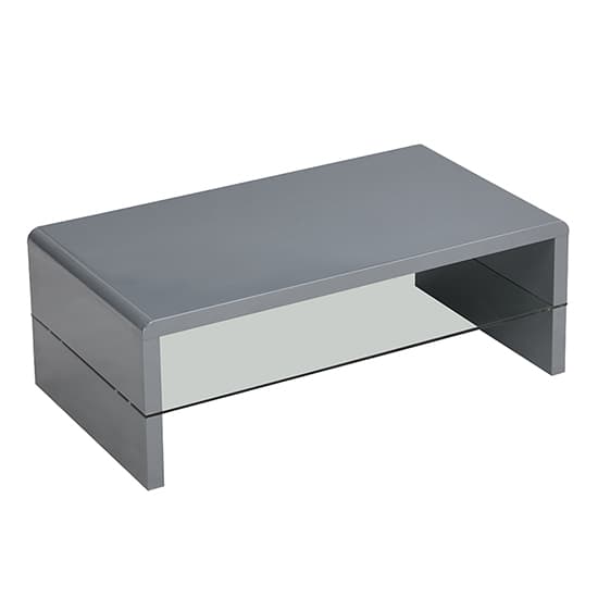 Monza High Gloss Coffee Table In Grey With Glass Undershelf