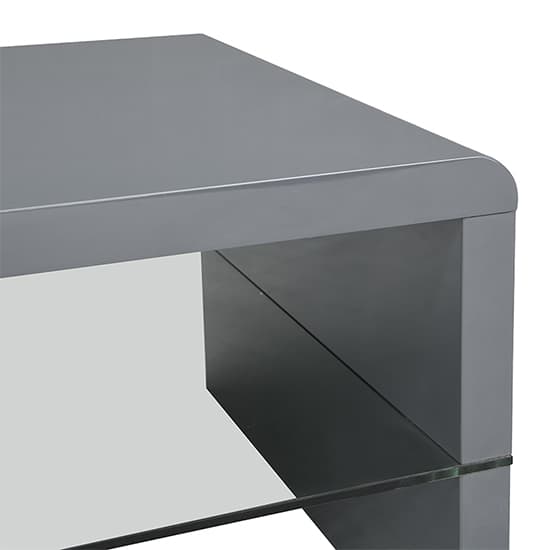 Monza High Gloss Coffee Table In Grey With Glass Undershelf