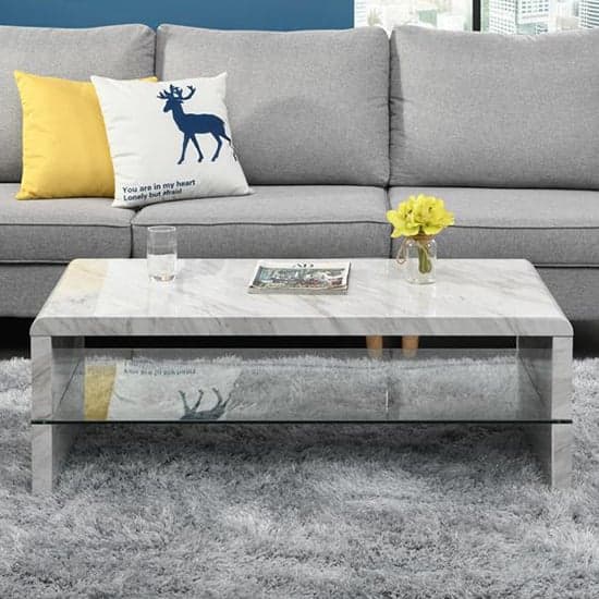 Monza High Gloss Coffee Table In Magnesia Marble Effect