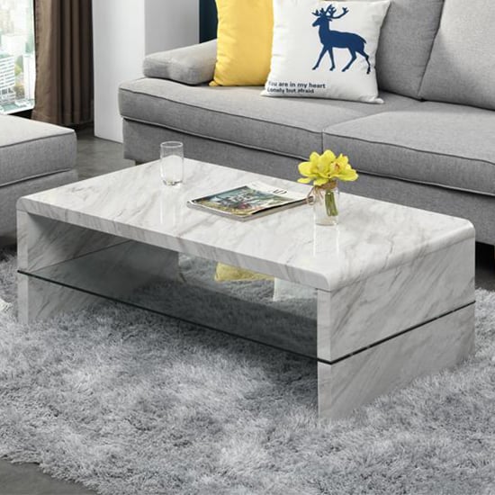 Monza High Gloss Coffee Table In Magnesia Marble Effect