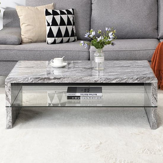 Monza High Gloss Coffee Table In Melange Marble Effect