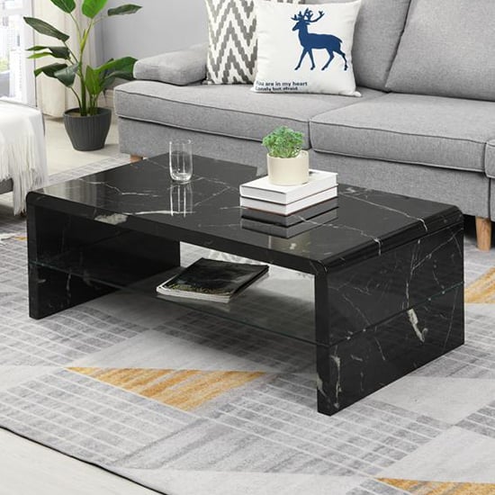 Monza High Gloss Coffee Table In Milano Marble Effect