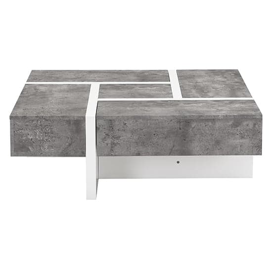 Novato Square Storage Coffee Table In Concrete Effect And White