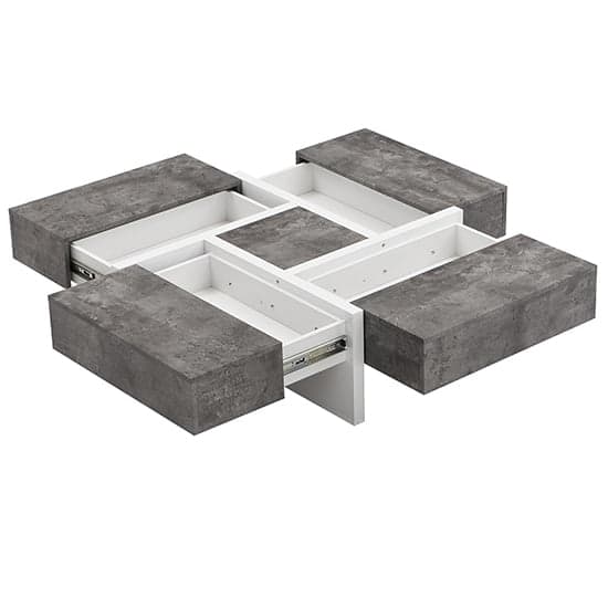 Novato Square Storage Coffee Table In Concrete Effect And White