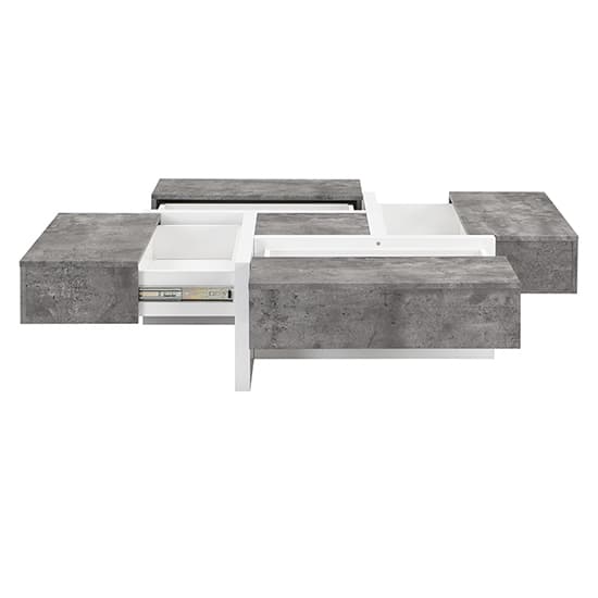 Novato Square Storage Coffee Table In Concrete Effect And White