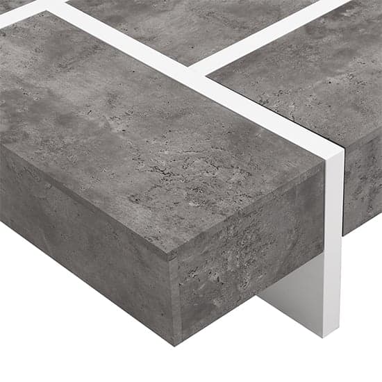 Novato Square Storage Coffee Table In Concrete Effect And White