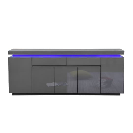 Odense Grey High Gloss Sideboard With 5 Door 2 Drawer And LED