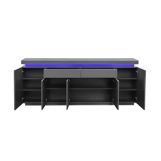 Odense Grey High Gloss Sideboard With 5 Door 2 Drawer And LED