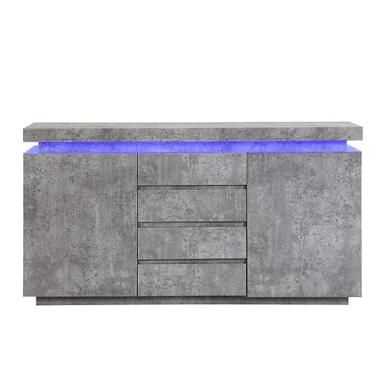 Odense Sideboard With 2 Door 4 Drawer In Concrete Effect And LED