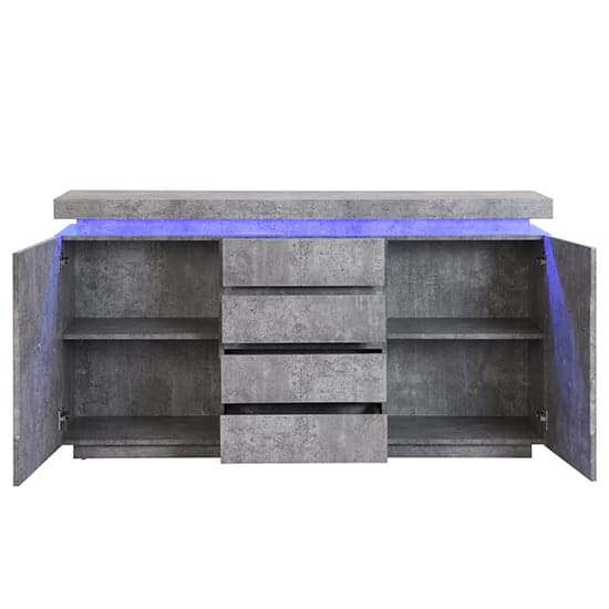 Odense Sideboard With 2 Door 4 Drawer In Concrete Effect And LED