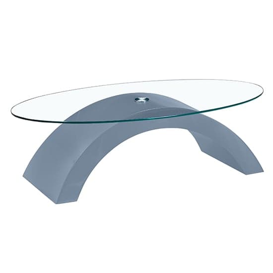 Omak Oval Clear Glass Coffee Table With Grey High Gloss Base