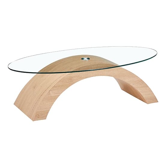 Omak Oval Clear Glass Coffee Table With Sanremo Oak Base