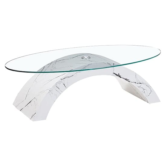 Omak Oval Clear Glass Coffee Table With Vida High Gloss Base