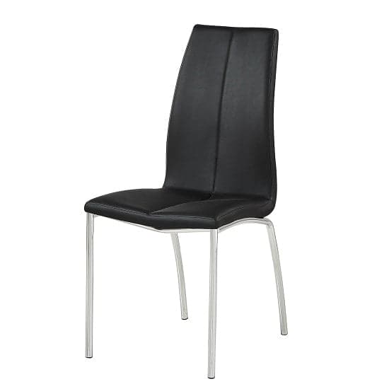 Opelika Faux Leather Dining Chair In Black With Chrome Legs