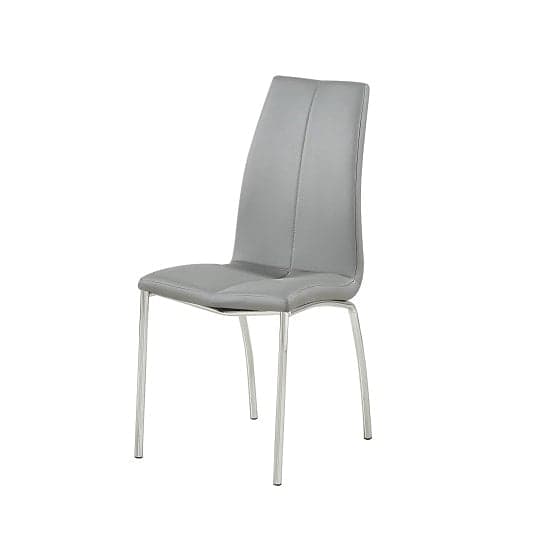 Opelika Faux Leather Dining Chair In Grey With Chrome Legs