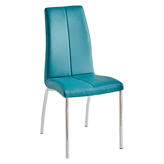 Opelika Faux Leather Dining Chair In Teal With Chrome Legs