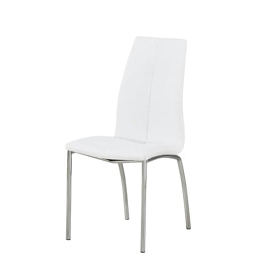 Opelika Faux Leather Dining Chair In White With Chrome Legs