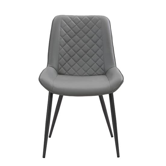 Ostend Faux Leather Dining Chair In Grey With Anthracite Legs