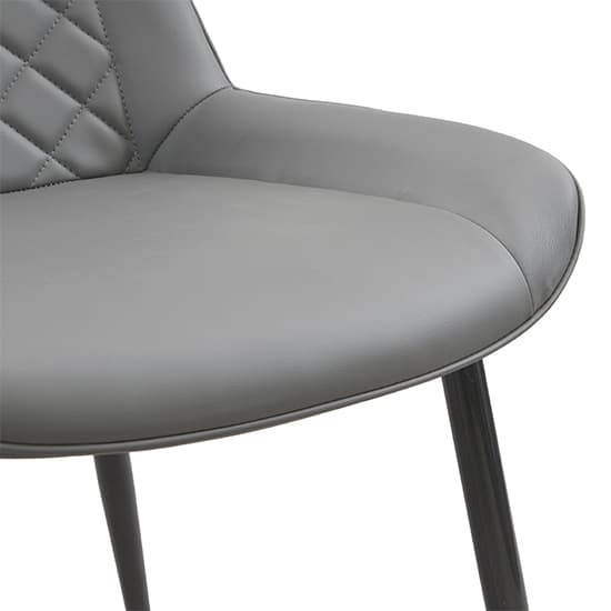 Ostend Faux Leather Dining Chair In Grey With Anthracite Legs