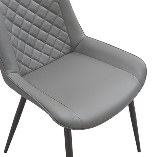 Ostend Faux Leather Dining Chair In Grey With Anthracite Legs