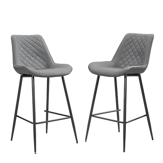 Ostend Grey Faux Leather Bar Chairs With Anthracite Legs In Pair