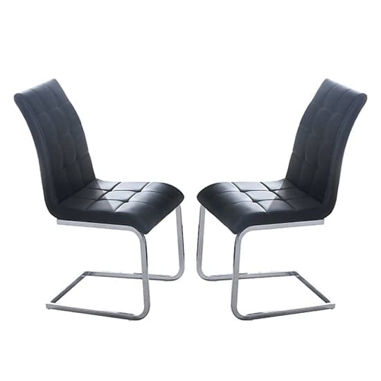 Paradise Black Faux Leather Dining Chairs In Pair