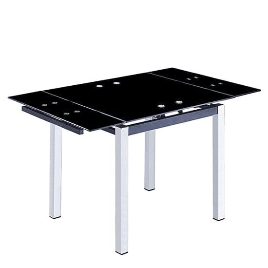 Paradise Extending Black Glass Dining Table With Chrome Metal Legs