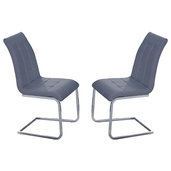 Paradise Grey Faux Leather Dining Chairs In Pair