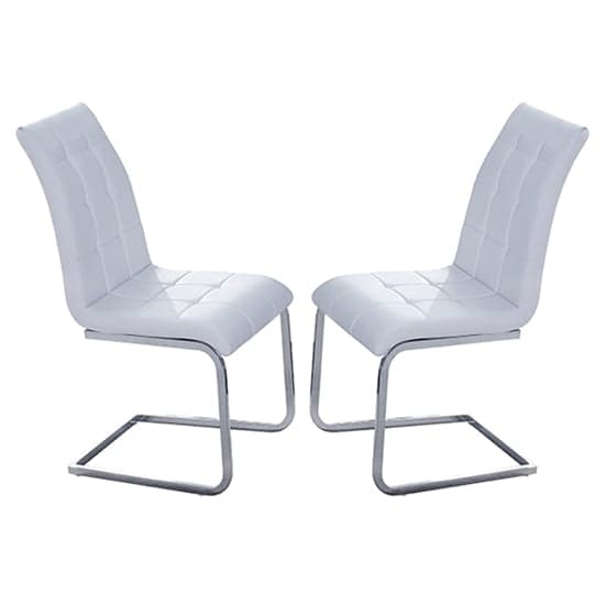 Paradise White Faux Leather Dining Chairs In Pair