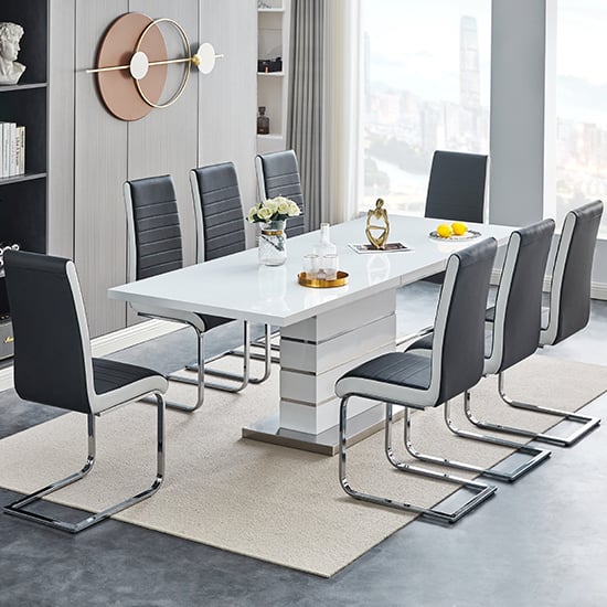 Parker Extendable Dining Table 8 Sylvania Black White Chairs