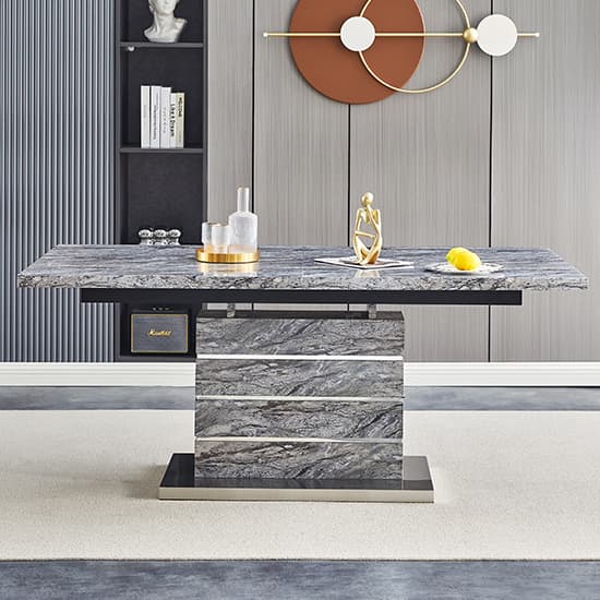 Parker Extendable Dining Table Large In Melange Marble Effect