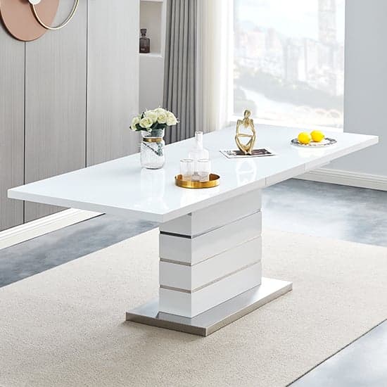 Parker Extendable High Gloss Dining Table Large In White