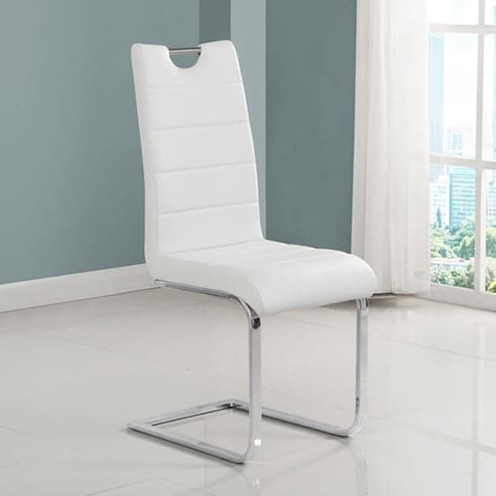 Parker Extendable Melange High Gloss Dining Table 4 White Chairs