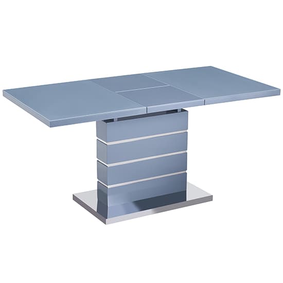 Parker Extending Grey Gloss Dining Table 4 Rinks Grey Chairs