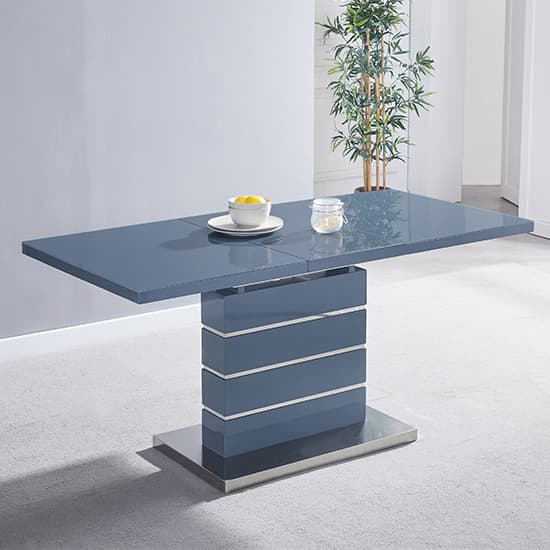 Parker Extending Grey Gloss Dining Table 6 Versilia Grey Chairs