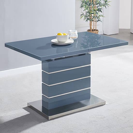 Parker Extending Grey Gloss Dining Table 6 Versilia Grey Chairs