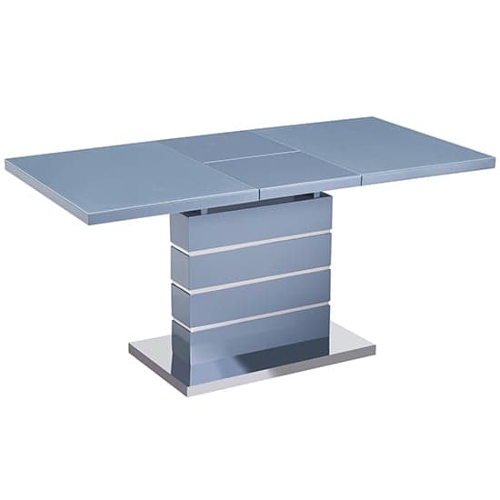 Parker Extending High Gloss Dining Table In Grey With Glass Top