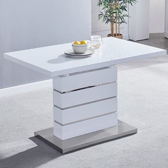 Parker Extending High Gloss Dining Table In White