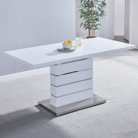 Parker Extending High Gloss Dining Table In White