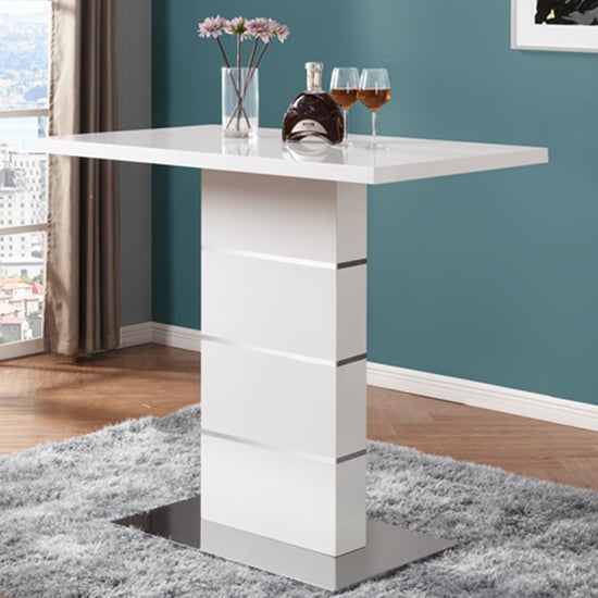 Parker High Gloss Bar Table Rectangular In White
