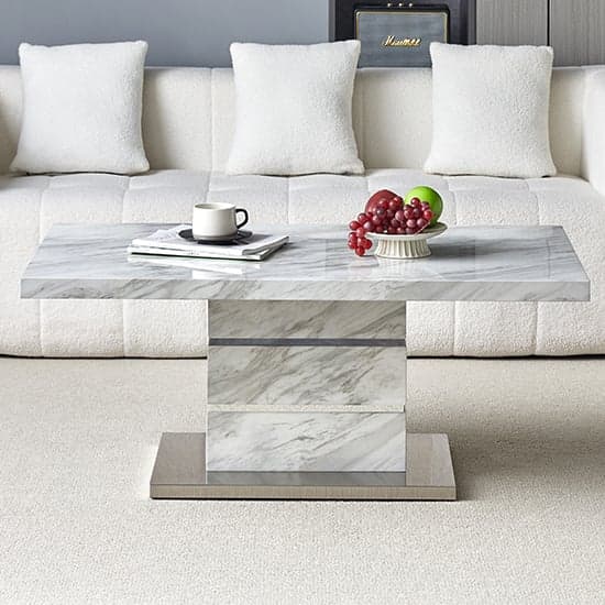 Parker High Gloss Coffee Table In Magnesia Marble Effect