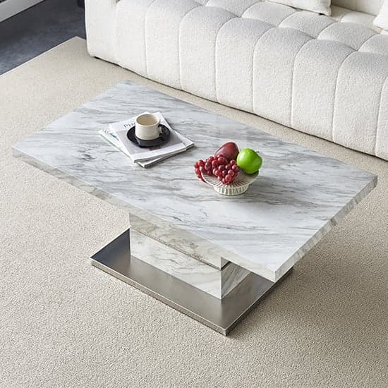 Parker High Gloss Coffee Table In Magnesia Marble Effect