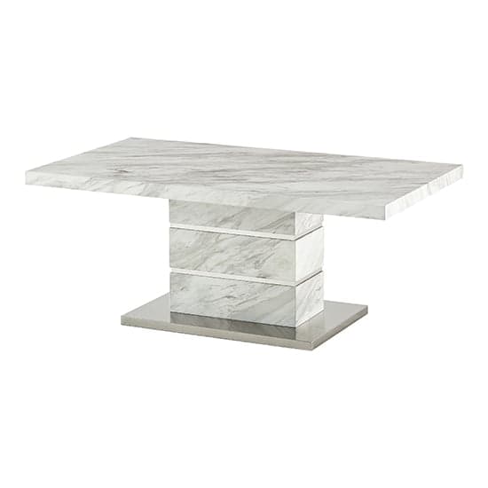 Parker High Gloss Coffee Table In Magnesia Marble Effect