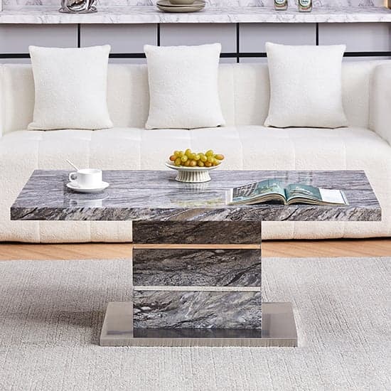 Parker High Gloss Coffee Table In Melange Marble Effect