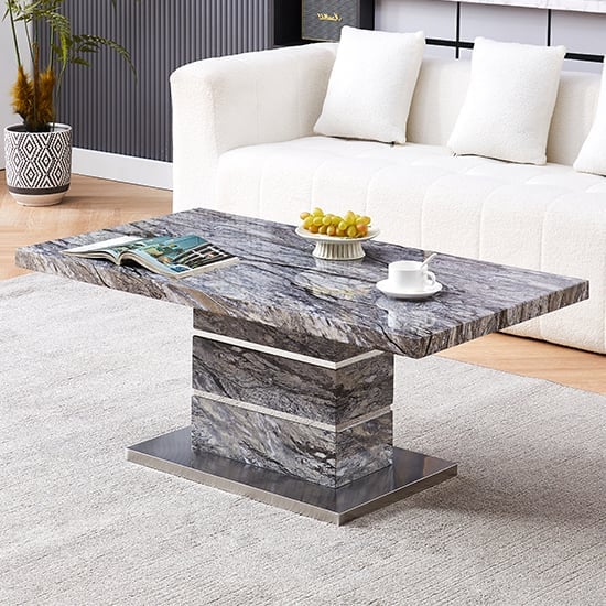 Parker High Gloss Coffee Table In Melange Marble Effect