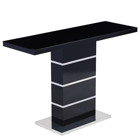 Parker High Gloss Console Table In Black With Glass Top