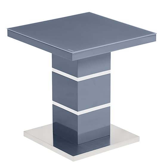 Parker High Gloss Lamp Table In Grey With Glass Top