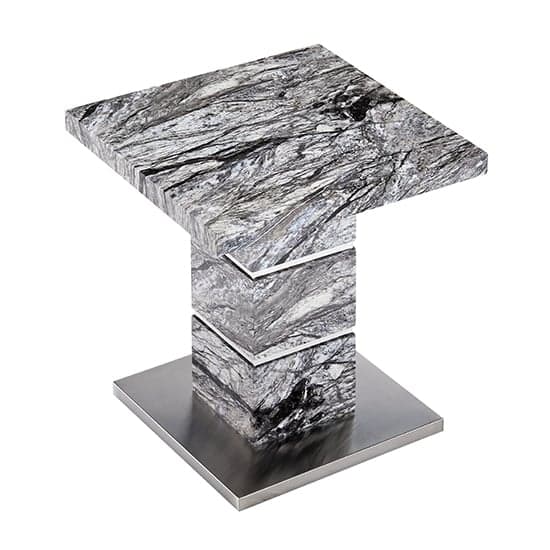 Parker High Gloss Lamp Table In Melange Marble Effect