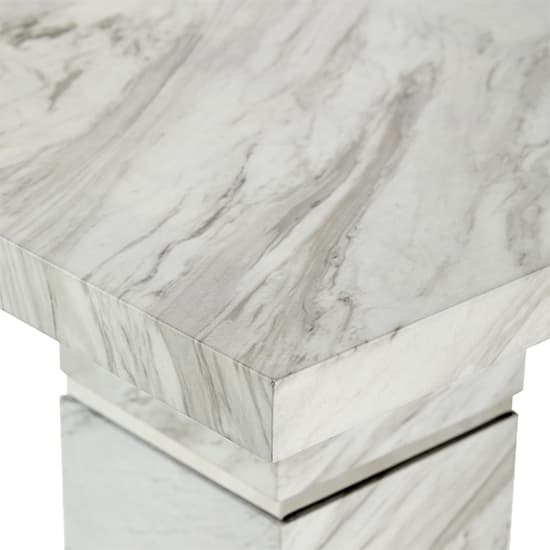Parker High Gloss Lamp Table Square In Magnesia Marble Effect